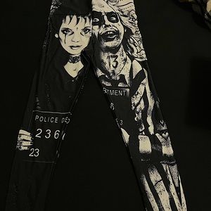 Black and white Beetlejuice and Lydia leggings